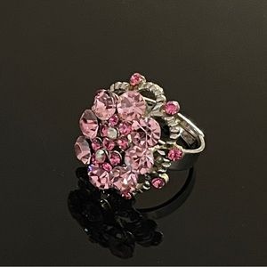 ✨Elegant Vintage Pink Rhinestones Adjustable Ring